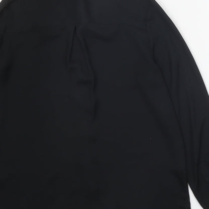 Womens UK Size 10 H&M Black Basic Button-Up