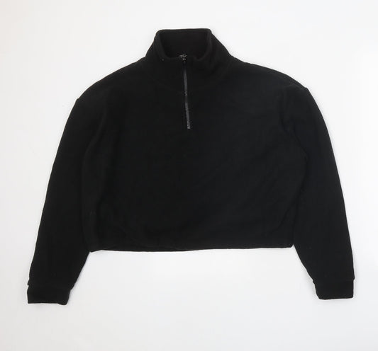 Brave Soul Womens Black Polyester Pullover Sweatshirt Size M Zip - Cropped