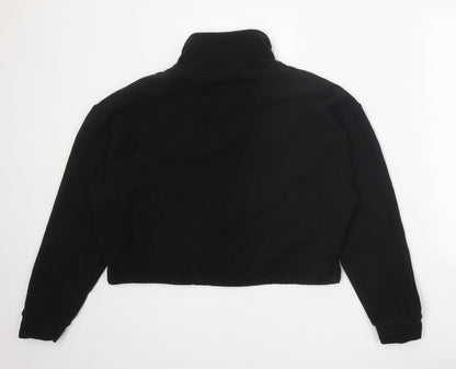 Brave Soul Womens Black Polyester Pullover Sweatshirt Size M Zip - Cropped