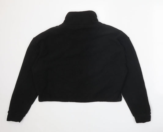 Brave Soul Womens Black Polyester Pullover Sweatshirt Size M Zip - Cropped