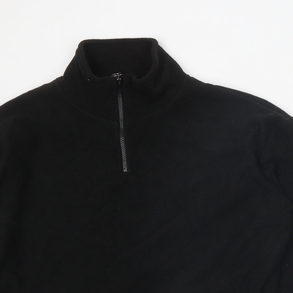 Brave Soul Womens Black Polyester Pullover Sweatshirt Size M Zip - Cropped