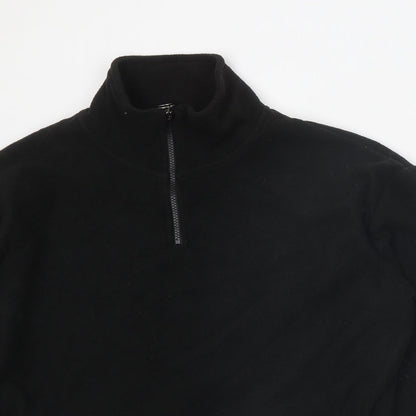 Brave Soul Womens Black Polyester Pullover Sweatshirt Size M Zip - Cropped