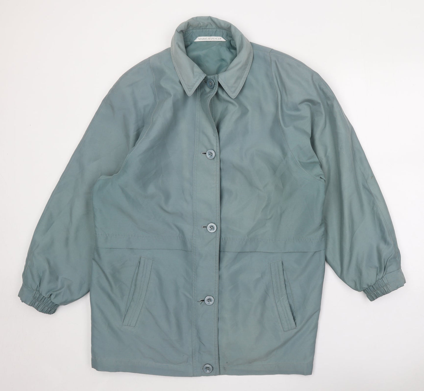 Womens UK Size 14 Marks and Spencer Green Rain Coat