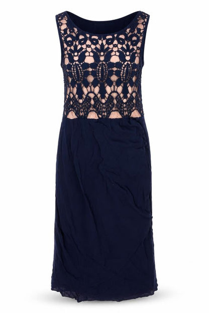 Oasis Womens Blue Viscose Pencil Dress Size 8 Round Neck