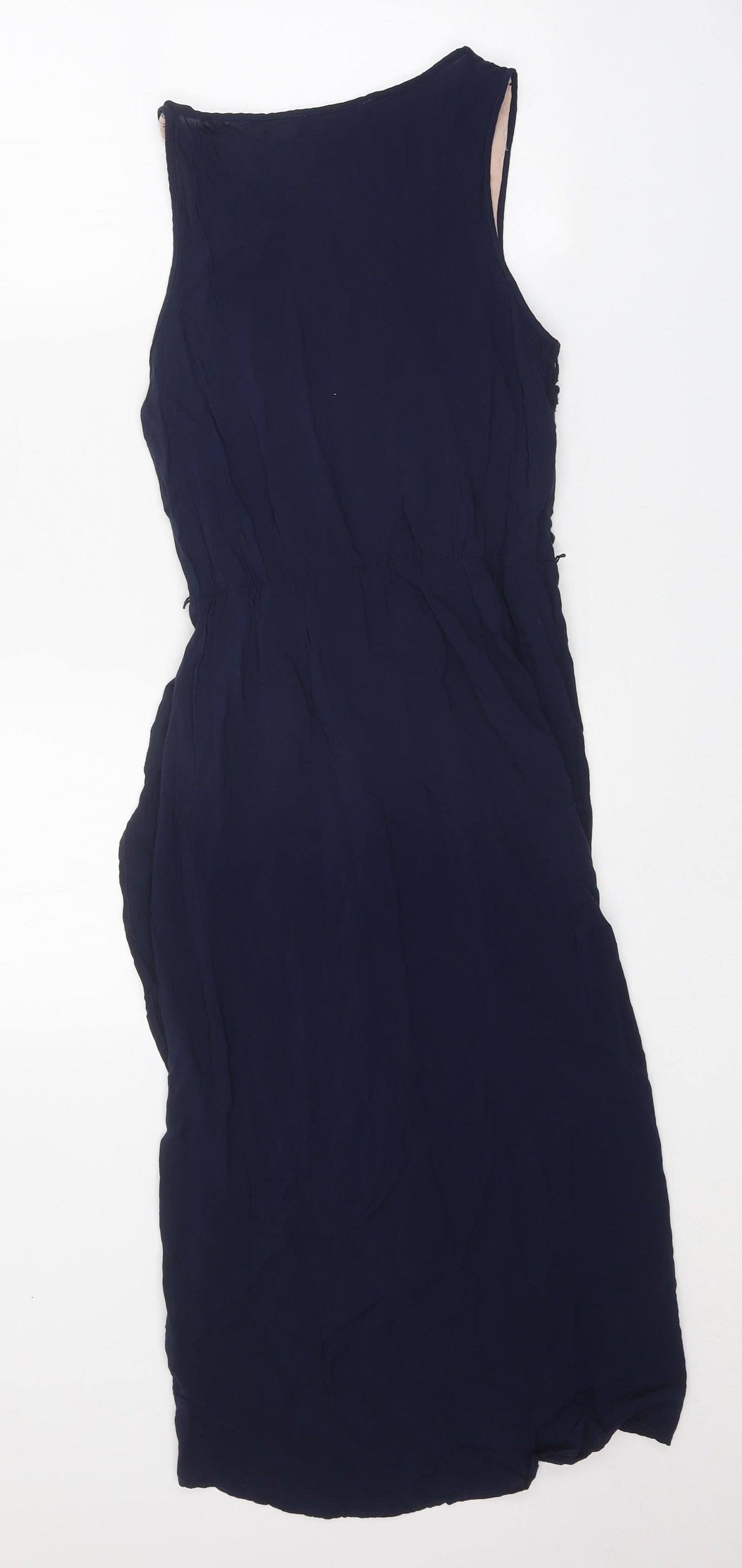 Oasis Womens Blue Viscose Pencil Dress Size 8 Round Neck