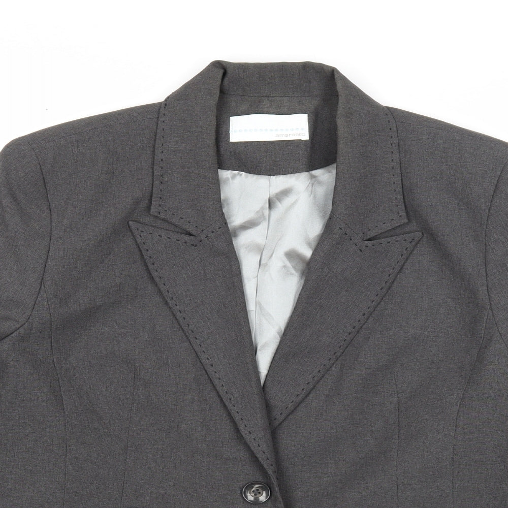 AMARANTO Womens Grey Jacket Blazer Size 18 Button