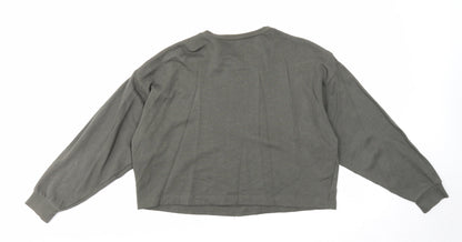 Zara Womens Green Cotton Pullover Sweatshirt Size S Pullover - Cropped, Be Happy & Love Your Selfie