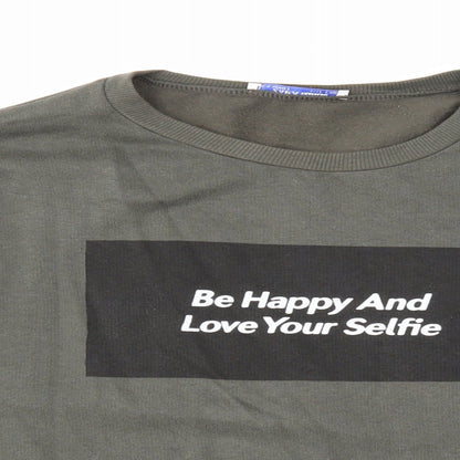 Zara Womens Green Cotton Pullover Sweatshirt Size S Pullover - Cropped, Be Happy & Love Your Selfie