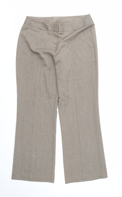 Bonmarché Womens Grey Geometric Polyester Trousers Size 14 Regular Zip