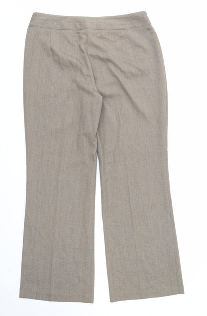 Bonmarché Womens Grey Geometric Polyester Trousers Size 14 Regular Zip