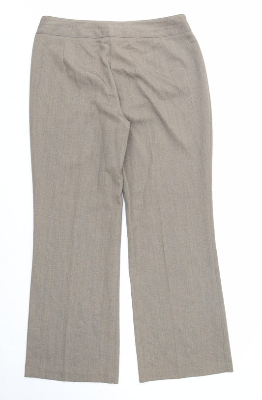 Bonmarché Womens Grey Geometric Polyester Trousers Size 14 Regular Zip