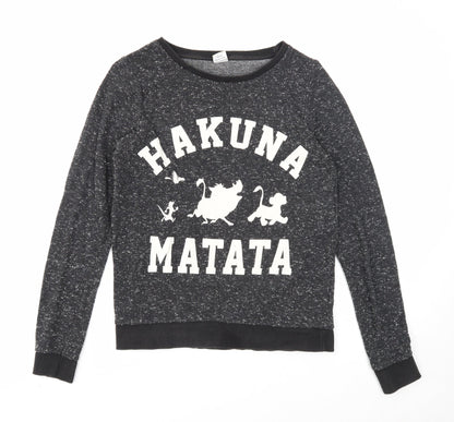 Atmosphere Womens Black Polyester Pullover Sweatshirt Size 8 Pullover - Hakuna Matata, The Lion King
