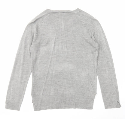 Primark Womens Grey Scoop Neck Acrylic Pullover Jumper Size 10 - Size 10-12