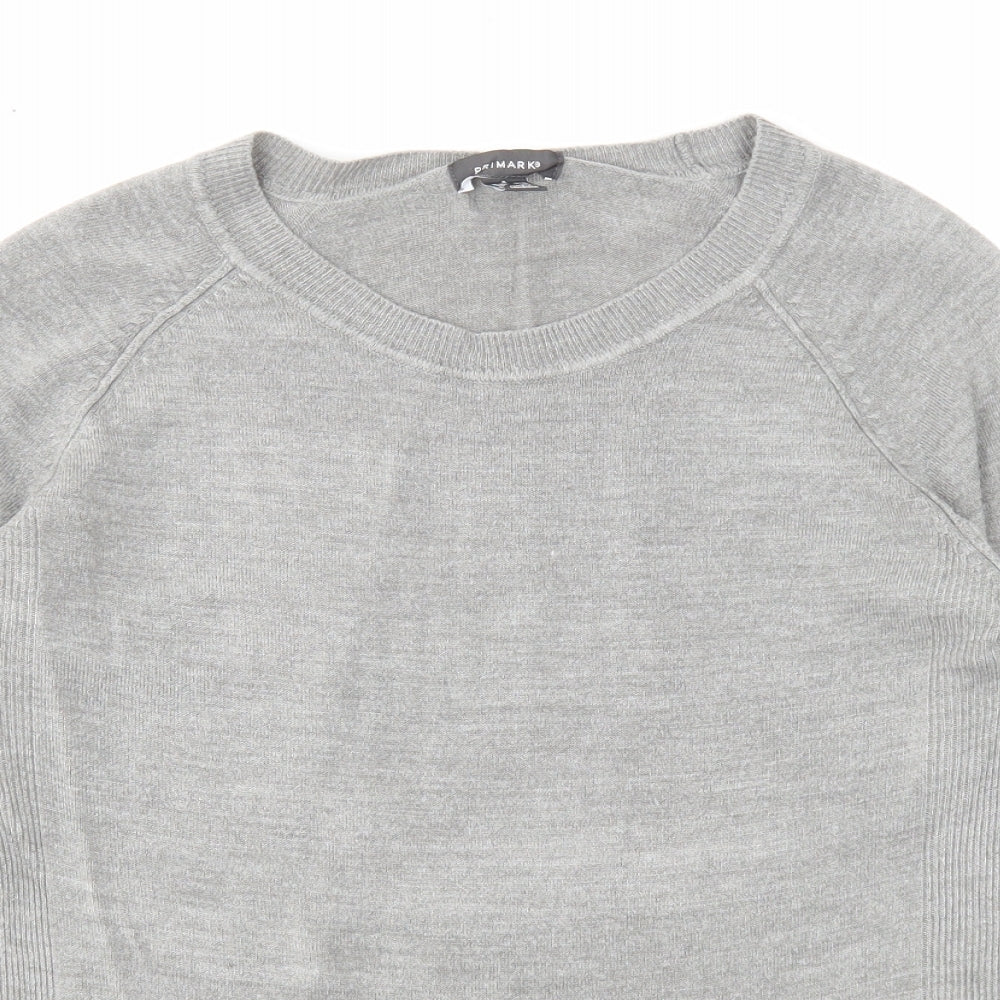 Primark Womens Grey Scoop Neck Acrylic Pullover Jumper Size 10 - Size 10-12