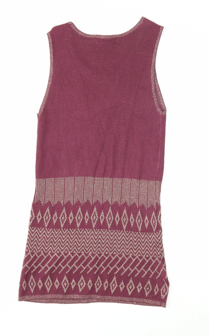 Womens UK Size 12 Kaleidoscope Purple Basic Tank