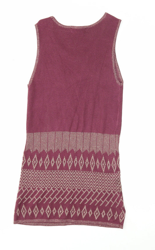 Womens UK Size 12 Kaleidoscope Purple Basic Tank