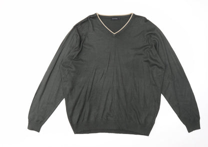 Harmer Mens Grey V-Neck Acrylic Pullover Jumper Size 2XL Long Sleeve