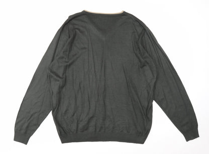 Harmer Mens Grey V-Neck Acrylic Pullover Jumper Size 2XL Long Sleeve