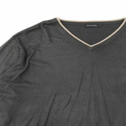 Harmer Mens Grey V-Neck Acrylic Pullover Jumper Size 2XL Long Sleeve