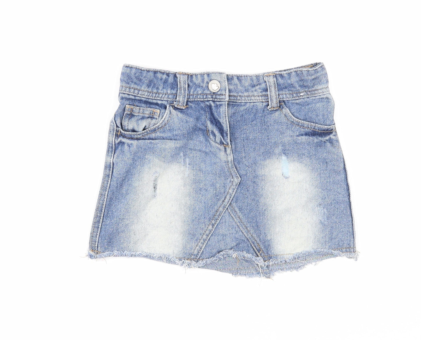 Denim & Co. Girls Blue Cotton A-Line Skirt Size 2 Years Regular Zip