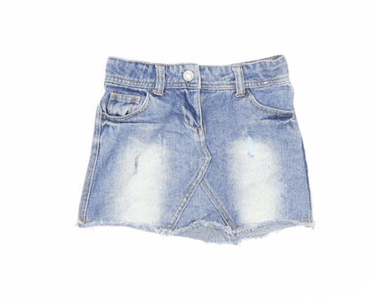 Denim & Co. Girls Blue Cotton A-Line Skirt Size 2 Years Regular Zip
