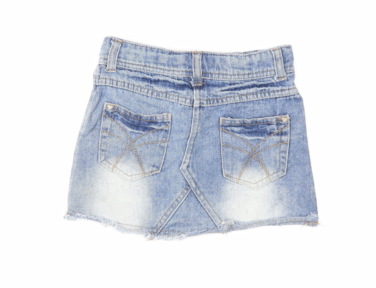 Denim & Co. Girls Blue Cotton A-Line Skirt Size 2 Years Regular Zip