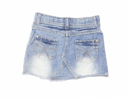 Denim & Co. Girls Blue Cotton A-Line Skirt Size 2 Years Regular Zip