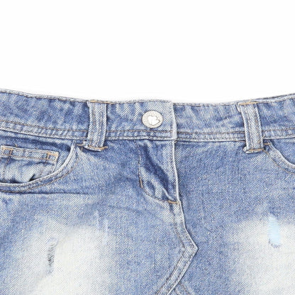 Denim & Co. Girls Blue Cotton A-Line Skirt Size 2 Years Regular Zip