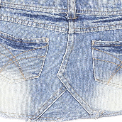 Denim & Co. Girls Blue Cotton A-Line Skirt Size 2 Years Regular Zip