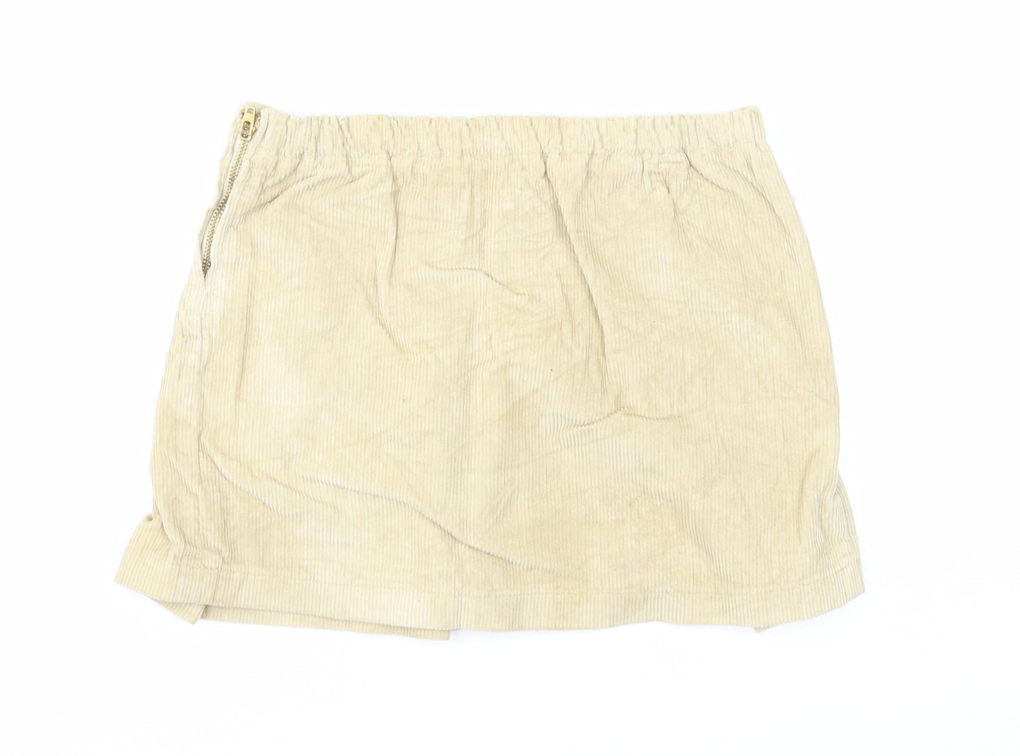 Preworn Girls Beige Cotton A-Line Skirt Size 6 Years Regular Zip