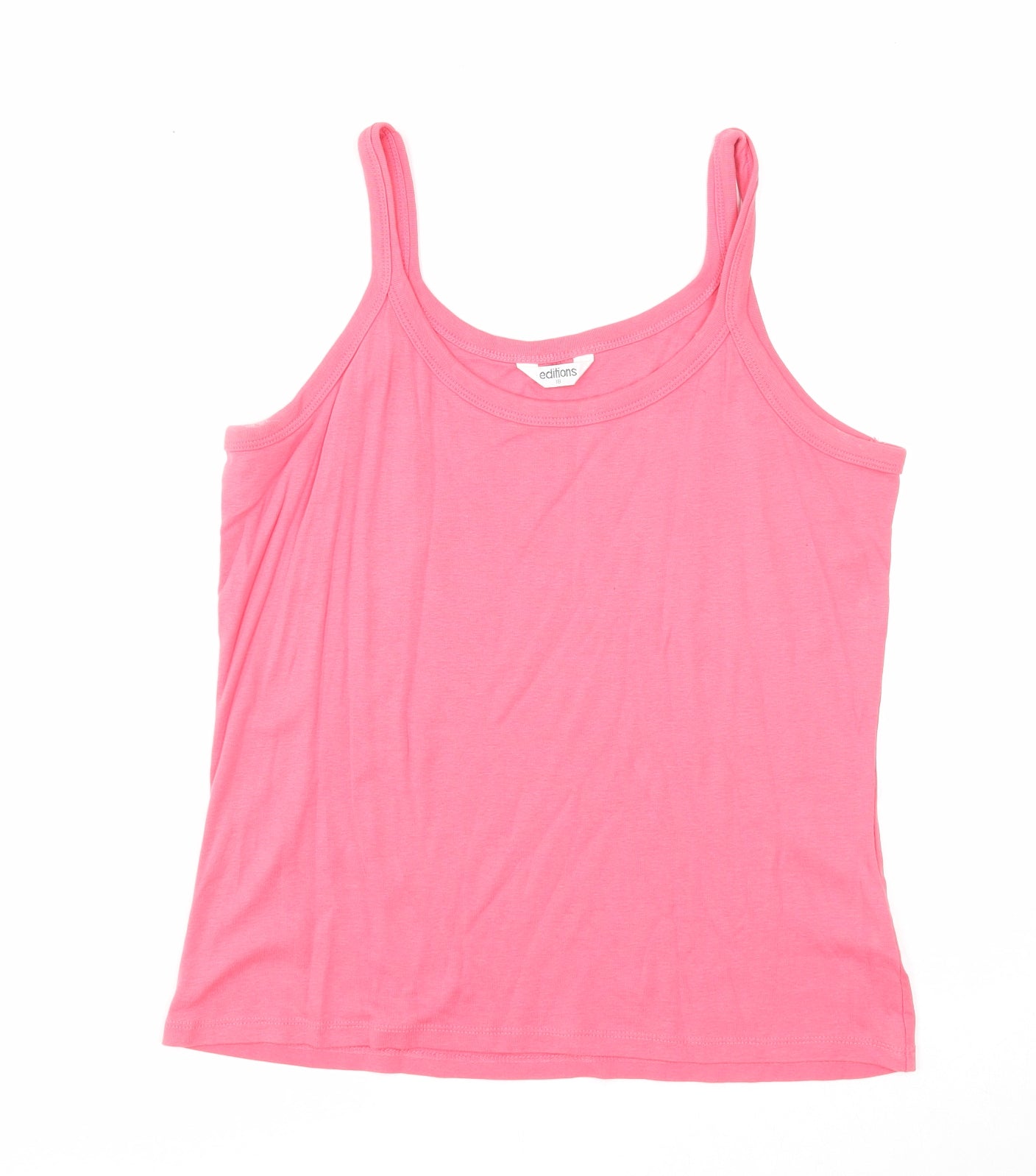 Editions Womens Pink Cotton Basic Tank Size 18 Round Neck