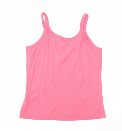 Editions Womens Pink Cotton Basic Tank Size 18 Round Neck