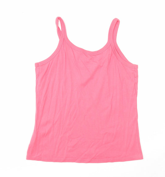 Editions Womens Pink Cotton Basic Tank Size 18 Round Neck