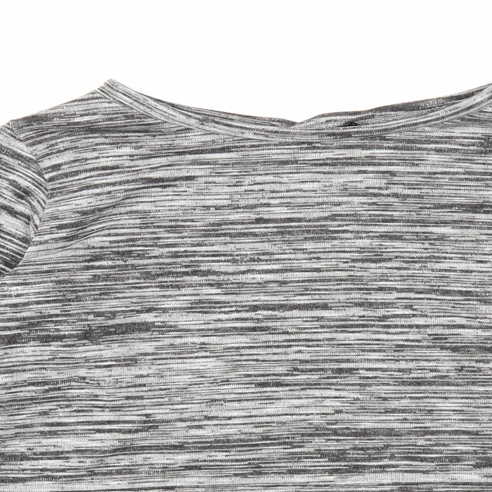 Boohoo Womens Black Geometric Polyester Cropped T-Shirt Size 10 Round Neck