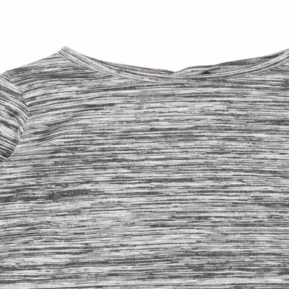 Boohoo Womens Black Geometric Polyester Cropped T-Shirt Size 10 Round Neck