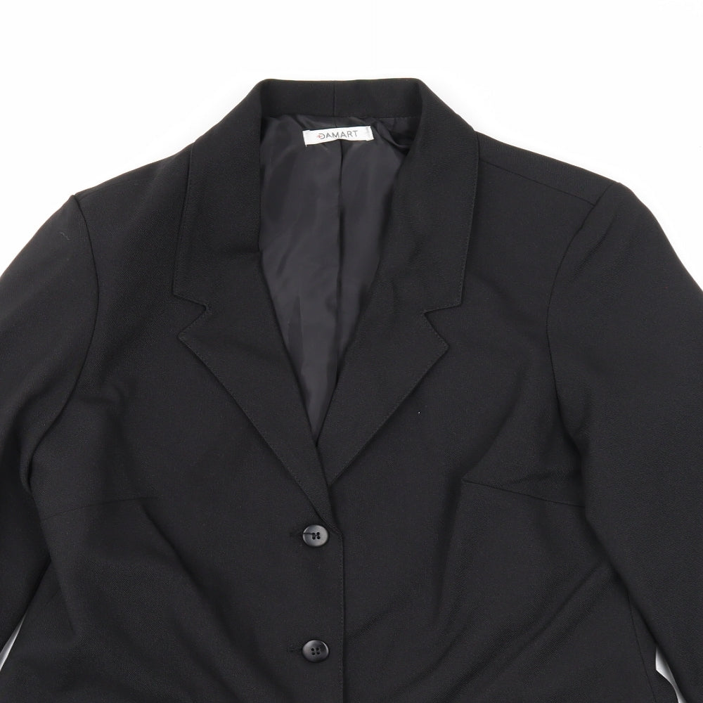 Damart Womens Black Polyester Jacket Blazer Size 12 Button