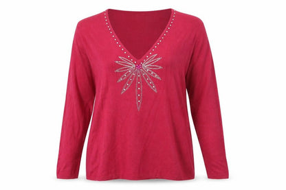 Cashmasoft Womens Pink V-Neck Acrylic Pullover Jumper Size L