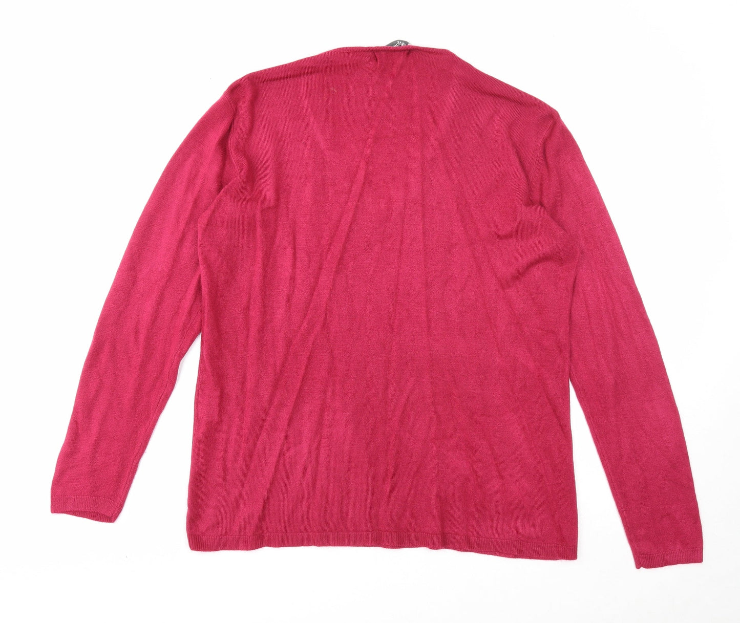Cashmasoft Womens Pink V-Neck Acrylic Pullover Jumper Size L