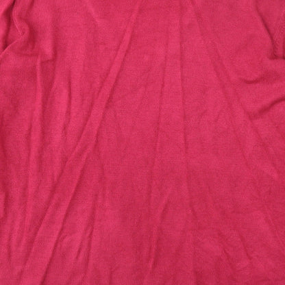 Cashmasoft Womens Pink V-Neck Acrylic Pullover Jumper Size L