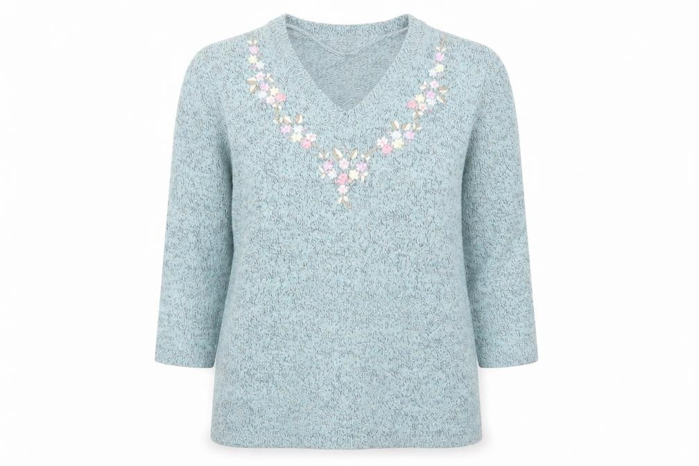Womens UK Size 8 Damart Blue Pullover Jumper