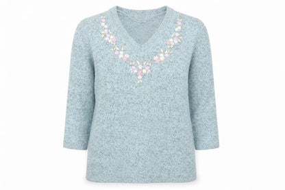 Womens UK Size 8 Damart Blue Pullover Jumper