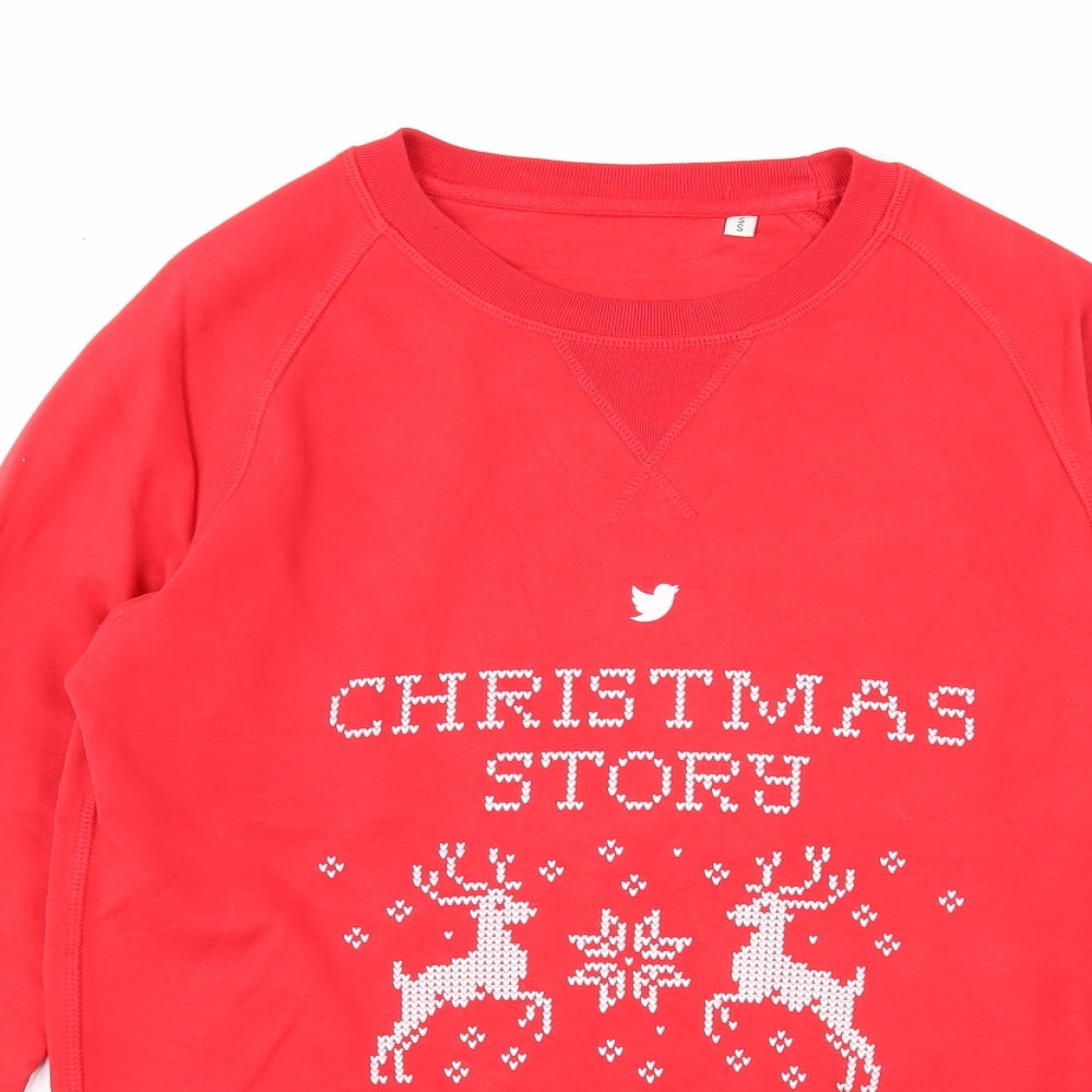 Stanley Stella Mens Red Cotton Pullover Sweatshirt Size S - Christmas Story