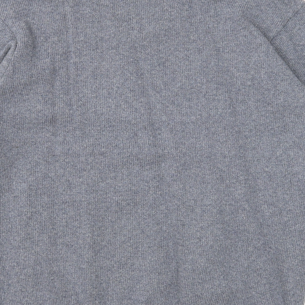 BHS Mens Grey V-Neck Cotton Pullover Jumper Size S Long Sleeve