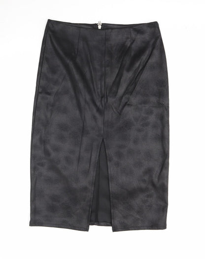 Glamorous Womens Black Polyester Straight & Pencil Skirt Size S Zip