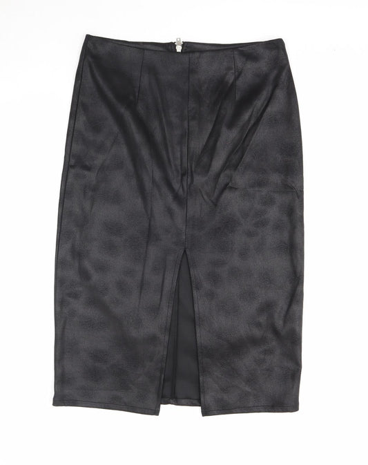 Glamorous Womens Black Polyester Straight & Pencil Skirt Size S Zip