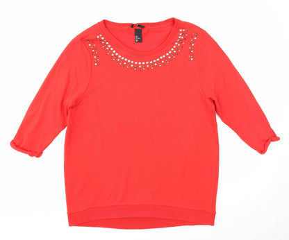 H&M Womens Red Cotton Pullover Sweatshirt Size M Pullover