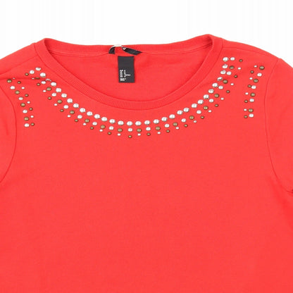 H&M Womens Red Cotton Pullover Sweatshirt Size M Pullover