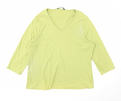 Womens UK Size 20 Casual Club Green Basic Blouse