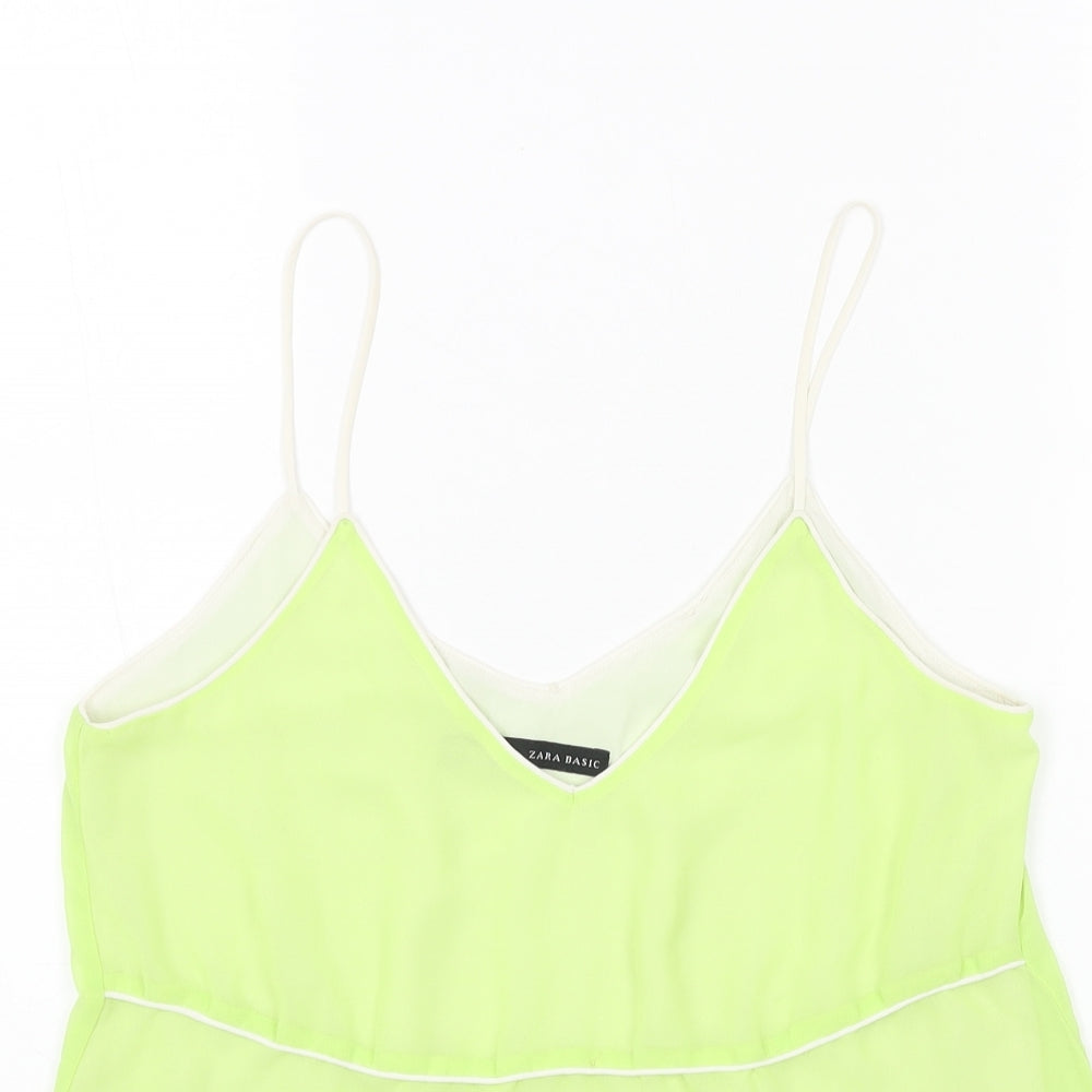 Womens UK Size S Zara Green Basic Tank