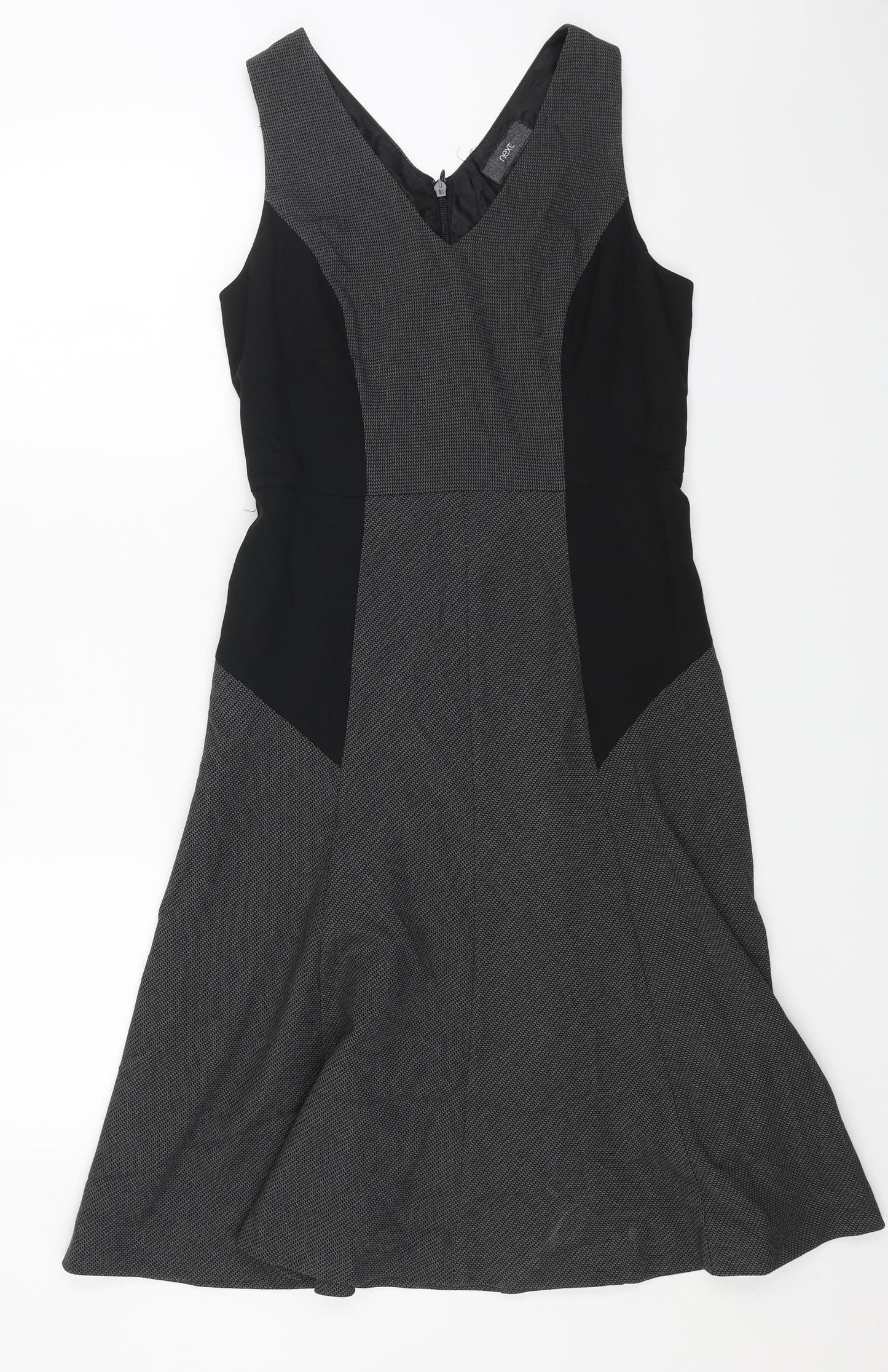 Marks and Spencer Womens Grey Polyester A-Line Size 10 V-Neck Zip